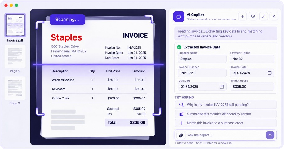 AP automation invoice processing and matching