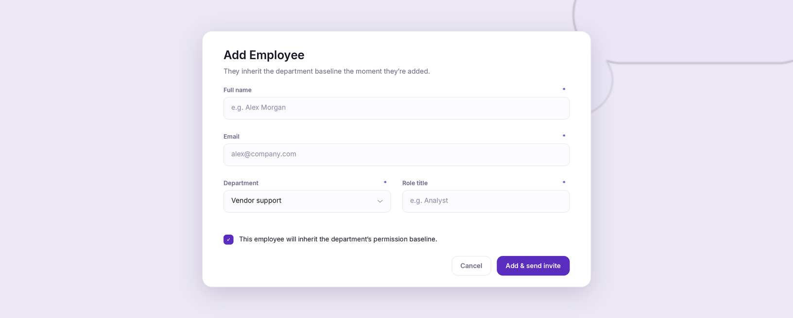 Add employee form so people inherit department access