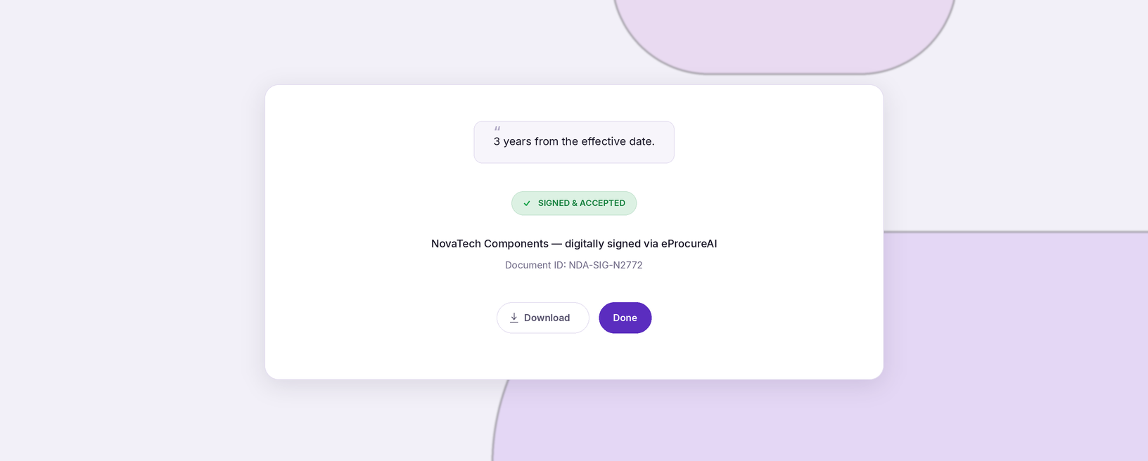 NDA signed and accepted on the record