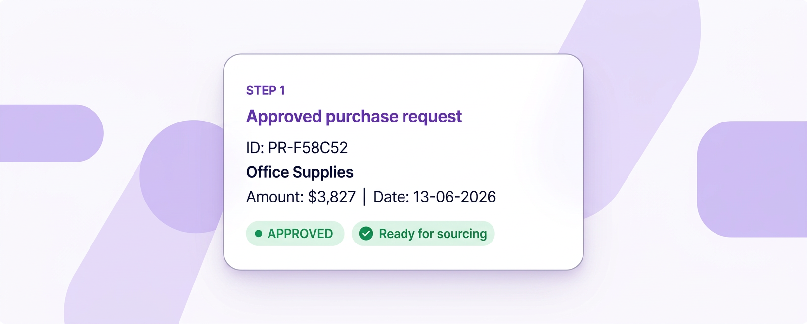 Approved purchase request ready to start a sourcing event