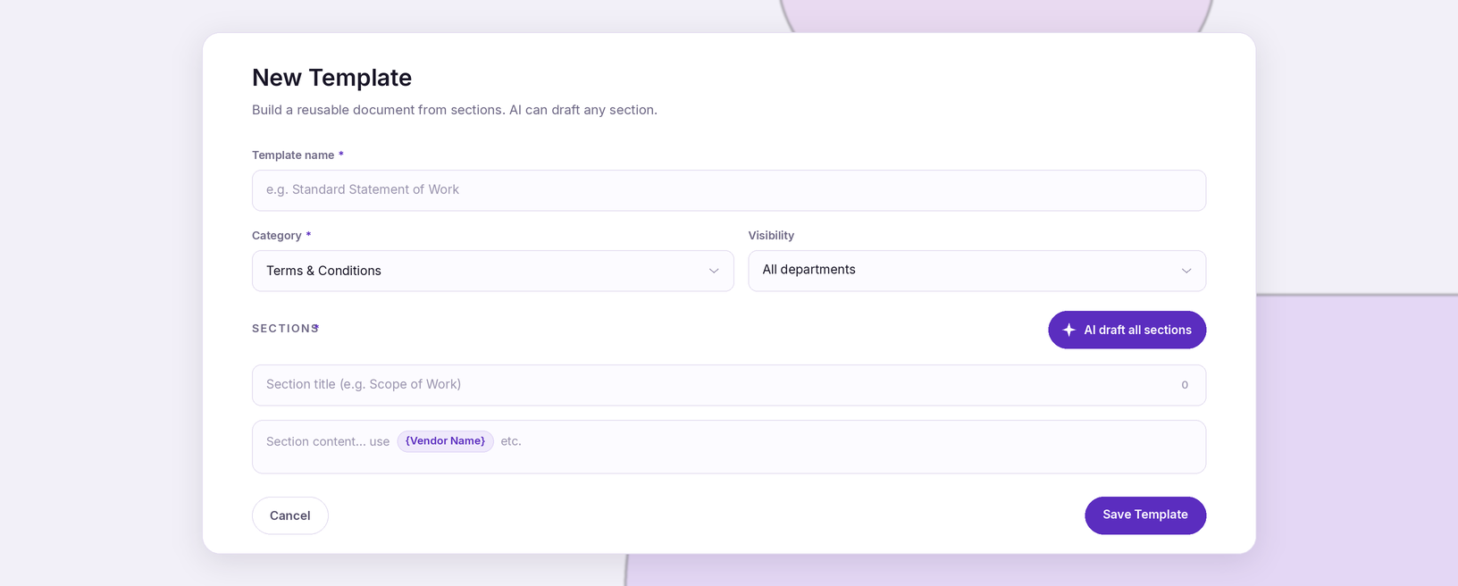 Published template with usage tracking