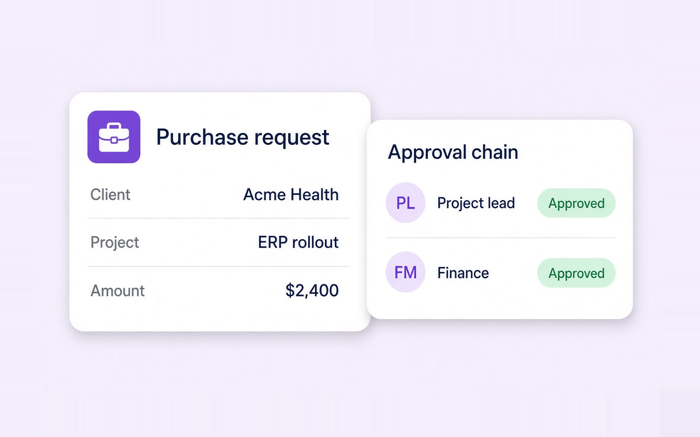 Professional services request and project spend