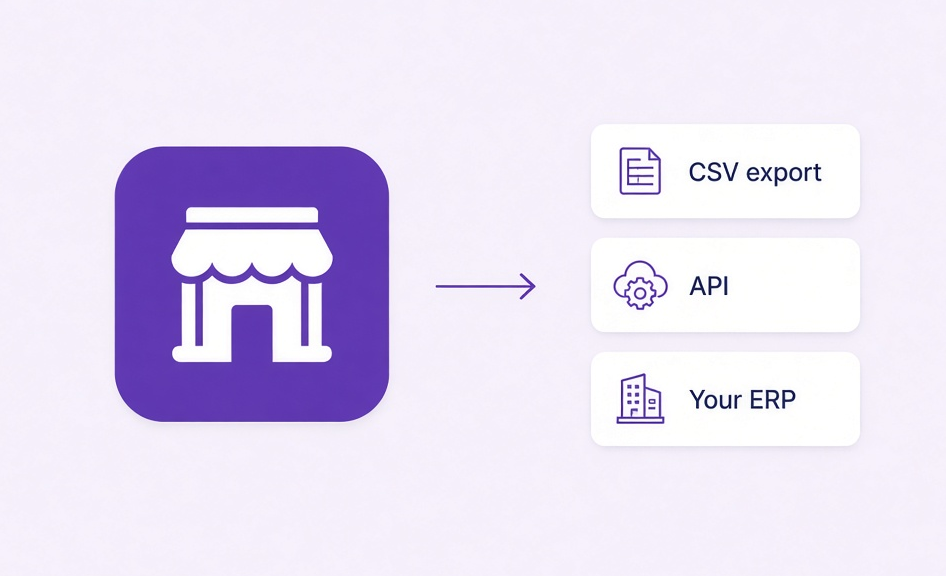 VendorHub exporting to CSV, API or your ERP